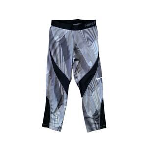 Nike Pro Crop Pants Women’s S Black Gray Yoga Running Athletic